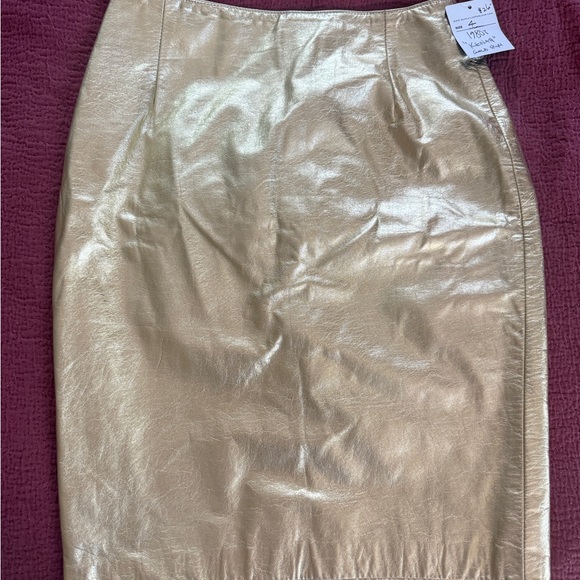 Kenar Dresses & Skirts - Kenar Shimmering Gold leather Pencil Skirt